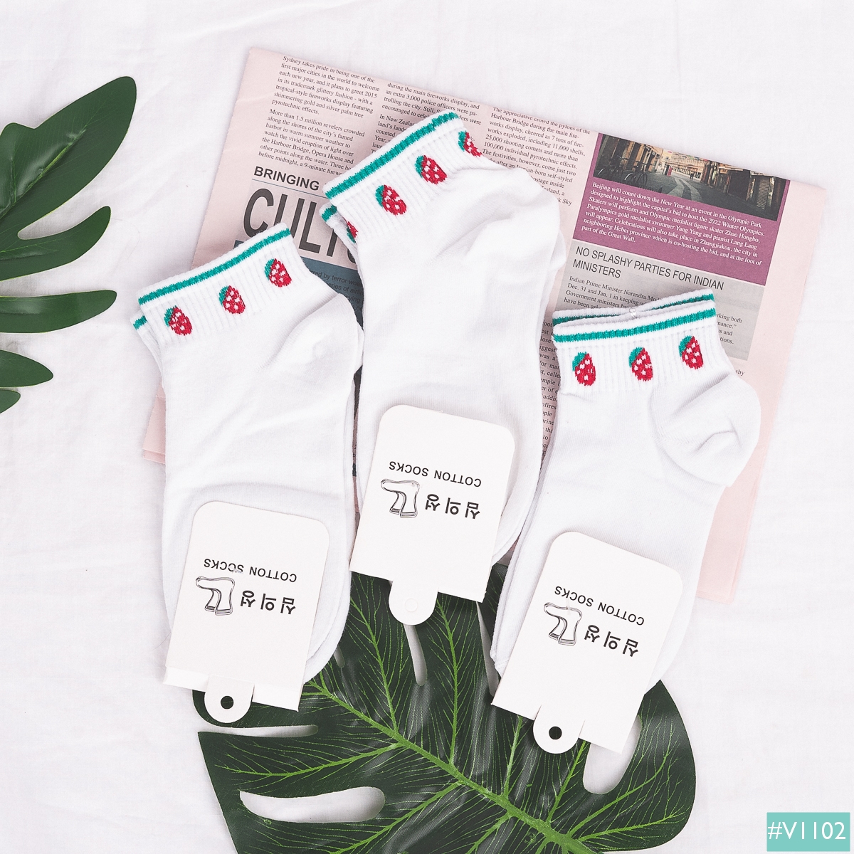 vớ ngắn hàn quốc hình trái dâu chống nắng cực đỉnh