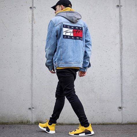 Skate quần jean phối áo khoác jean