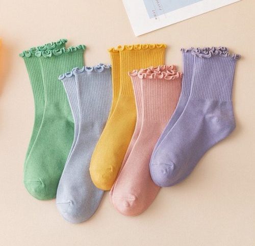 Tất vớ nữ hot trend 2021 vớ cổ nhún viền bèo 