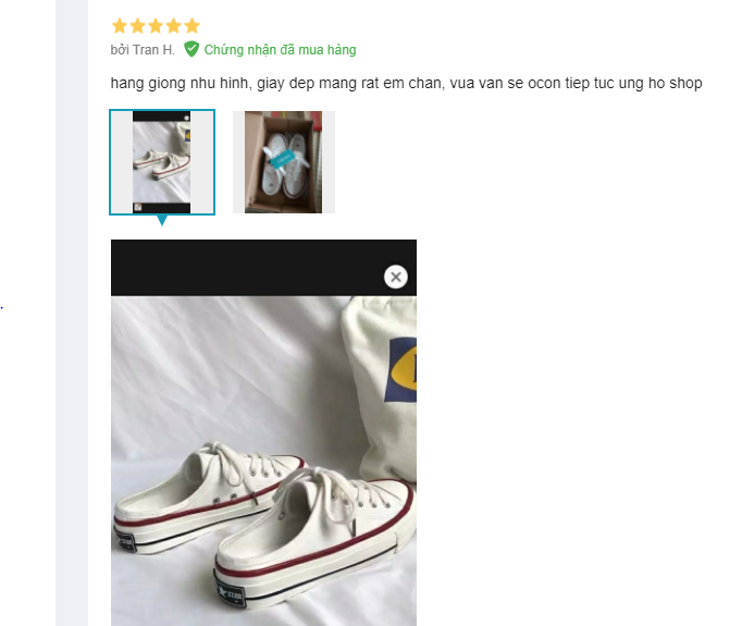 giày MINSU được đánh giá tại Lazada