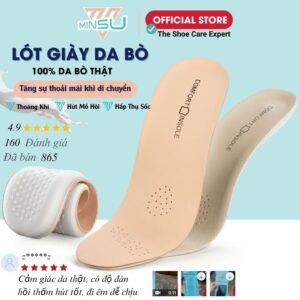 Lót Giày Da Bò, Da Cừu + Cao Su Tự Nhiên MINSU M4016 Khử Mùi, Chống Hôi Chân Giày Nam Nữ