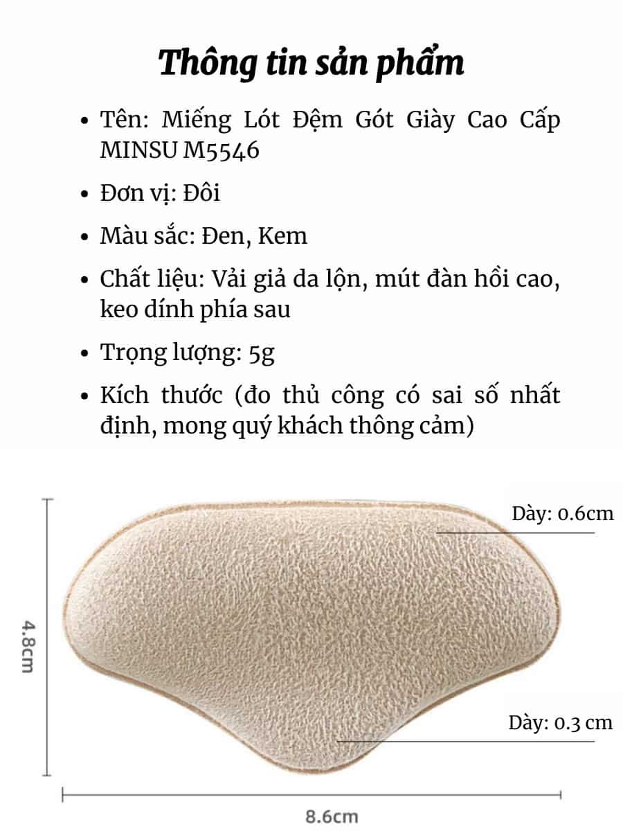 Miếng Lót Đệm Gót Giày Cao Cấp MINSU M5546 - Ảnh 6