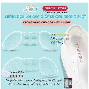 Miếng Lót Đệm Gót Giày Silion Trong Suốt MINSU M5547