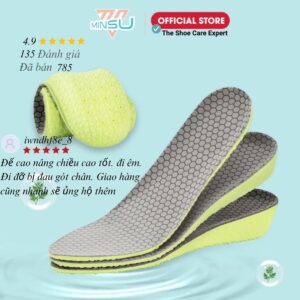 Lót giày Tăng Chiều Cao Khử Mùi Kháng khuẩn MINSU M7020 Miếng Độn Đế Nâng Chiều Cao, Thấm Hút Cho Giày Thể Thao Nam Nữ